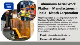 Aluminum Aerial Work Platform Manufacturers in India - Mtech Corporation
