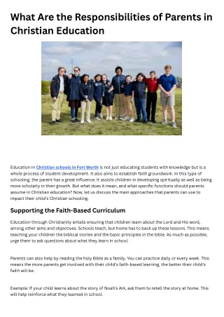What Are the Responsibilities of Parents in Christian Education