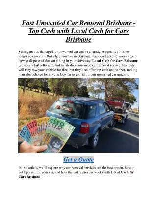 Fast Unwanted Car Removal Brisbane