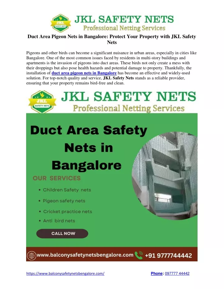 duct area pigeon nets in bangalore protect your