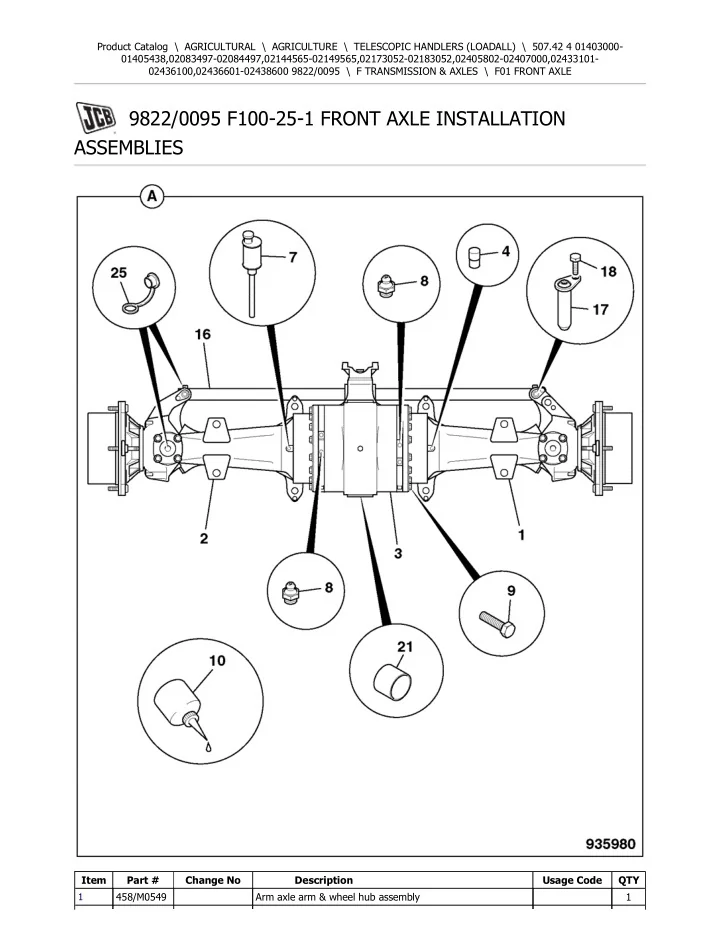 PPT JCB 507.42 4 Telescopic Handlers (Loadall) Parts Catalogue Manual