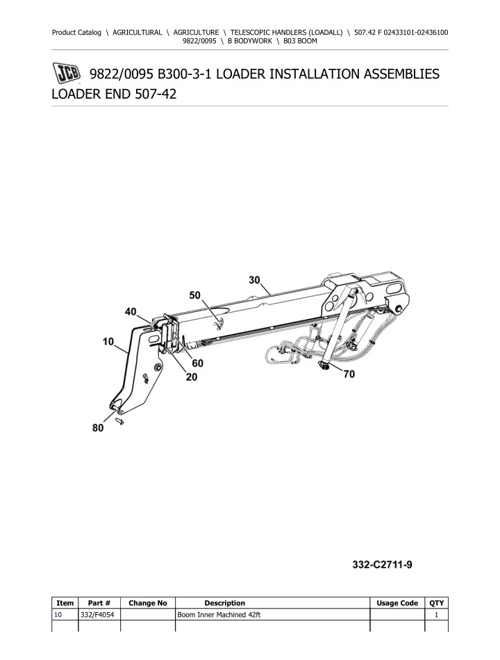 PPT JCB 507.42 F Telescopic Handlers (Loadall) Parts Catalogue Manual