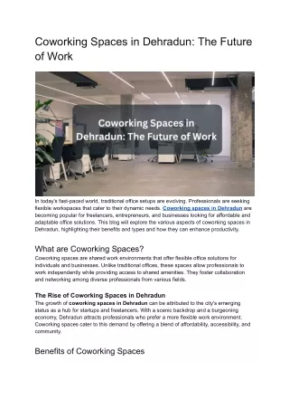 coworking spaces in dehradun the future of work