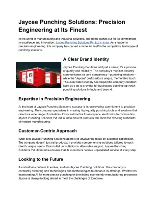 jaycee punching solutions precision engineering