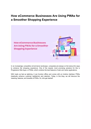 How eCommerce Businesses Are Using PWAs for a Smoother Shopping Experience