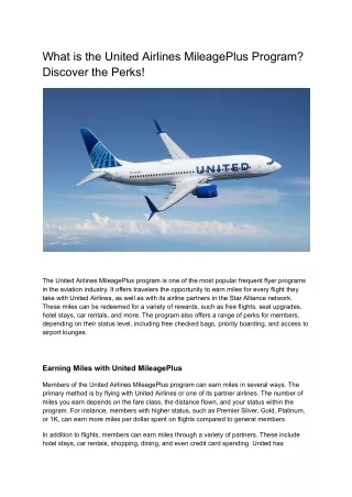 What is the United Airlines MileagePlus Program? Discover the Perks!