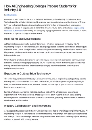 How AI Engineering Colleges Prepare Students for Industry 4.0