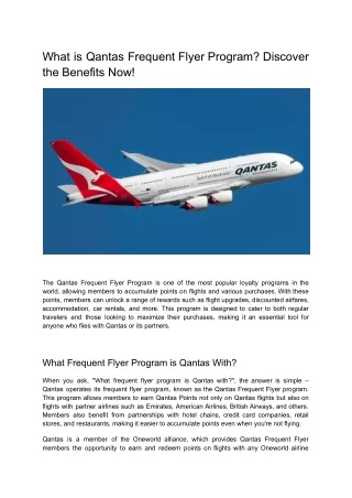 What is Qantas Frequent Flyer Program? Discover the Benefits Now!