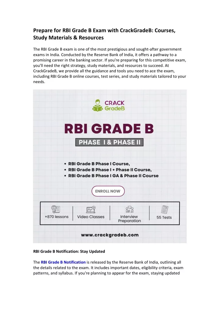 prepare for rbi grade b exam with crackgradeb