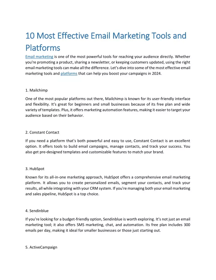 10 most effective email marketing tools