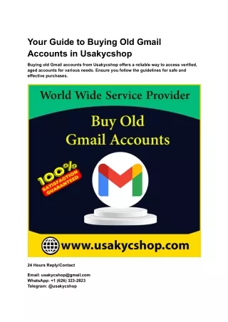 Your Guide to Buying Old Gmail Accounts in Usakycshop