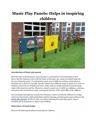 Music Play Panels_ Helps in inspiring children