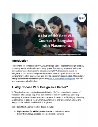 A list of the best VLSI courses in Bangalore with placements