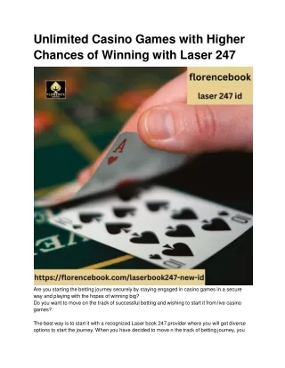 Unlimited Casino Games with Higher Chances of Winning with Laser 247