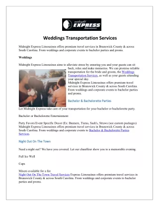 Weddings Transportation Services