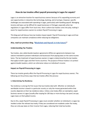 How do tax treaties affect payroll processing in Lagos for expats_