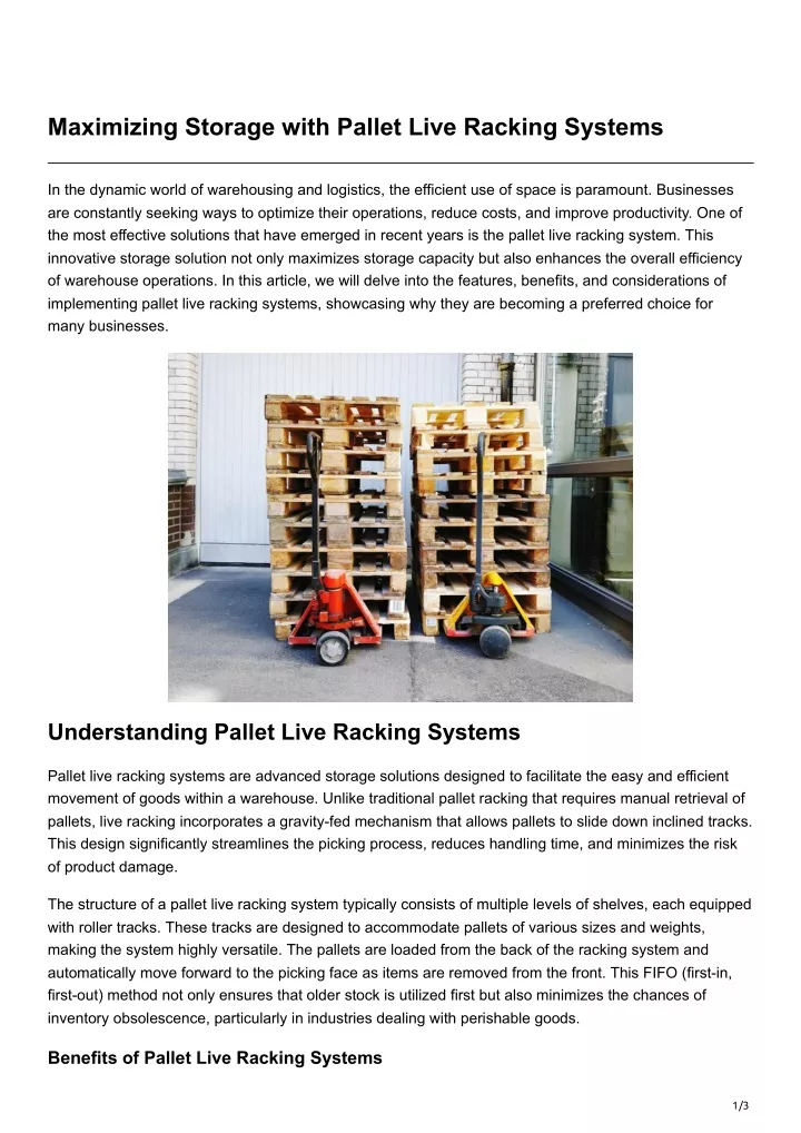 maximizing storage with pallet live racking