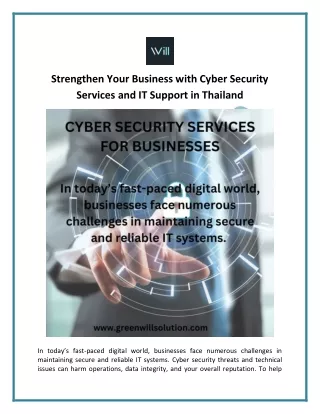 Strengthen Your Business with Cyber Security Services and IT Support in Thailand