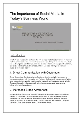 The Importance of Social Media in Today’s Business World