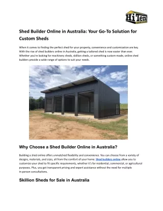 Shed Builder Online in Australia_ Your Go-To Solution for Custom Sheds