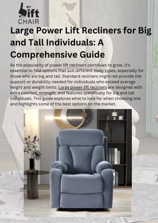 Large Power Lift Recliners: Best Options for Big and Tall Users