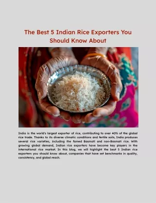The Best 5 Indian Rice Exporters You Should Know About