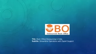 Back Office Outsourcing in India