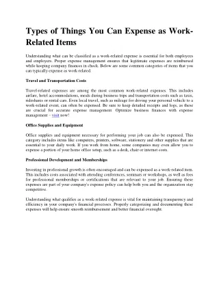 Types of Things You Can Expense as Work-Related Items