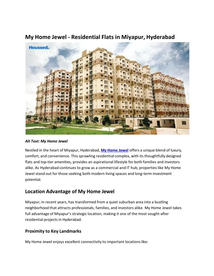 my home jewel residential flats in miyapur