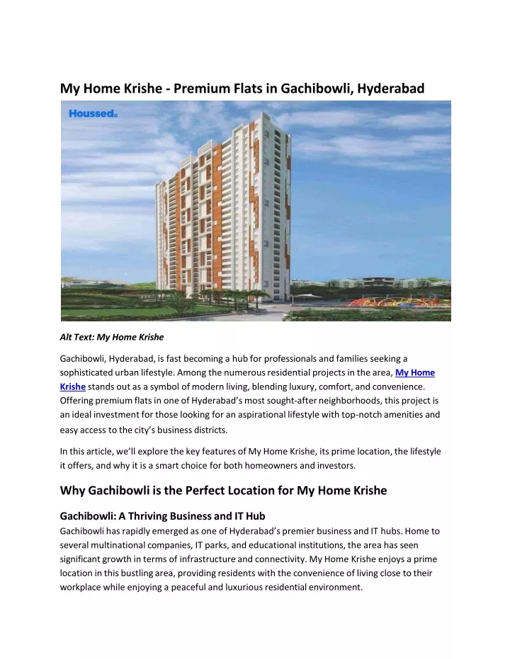 my home krishe premium flats in gachibowli