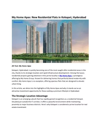 My Home Apas - New Residential Flats in Kokapet, Hyderabad