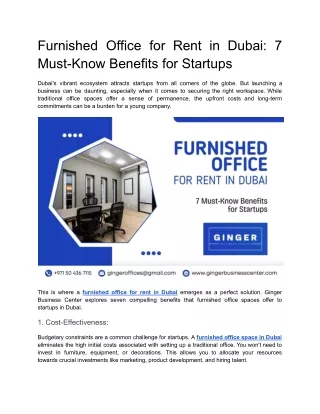 Furnished Office for Rent in Dubai_ 7 Must-Know Benefits for Startups