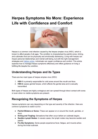Herpes Symptoms No More_ Experience Life with Confidence and Comfort