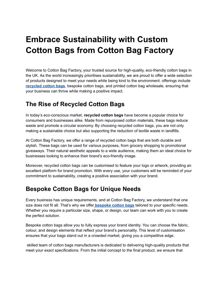 embrace sustainability with custom cotton bags