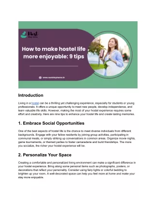 How to make hostel life more enjoyable _ 9 tips