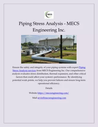 piping stress analysis mecs engineering inc