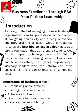 Business Exceptionality via BBA: Leadership IS YOUR WAY
