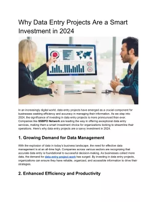 Why Data Entry Projects Are a Smart Investment in 2024