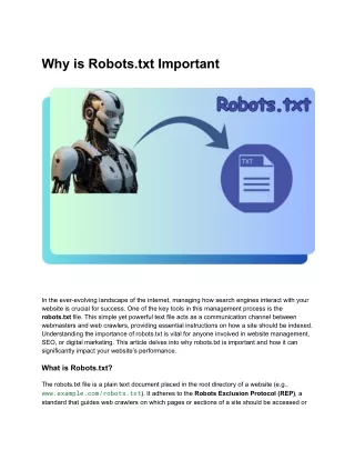 Why is Robots.txt Important