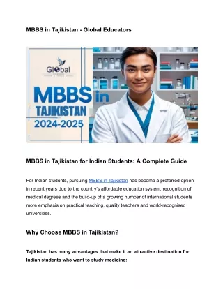 MBBS in Tajikistan for Indian Students_ Global Educators