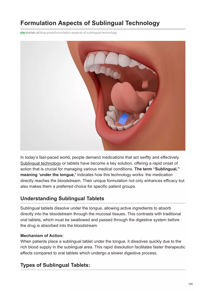 formulation aspects of sublingual technology