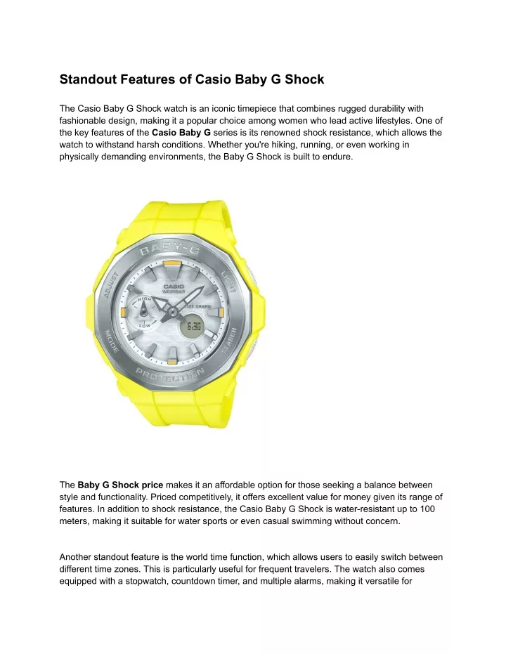 standout features of casio baby g shock