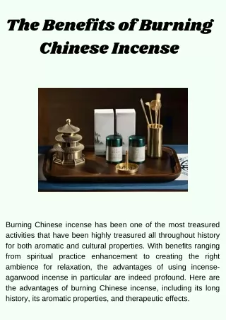 The Benefits of Burning Chinese Incense