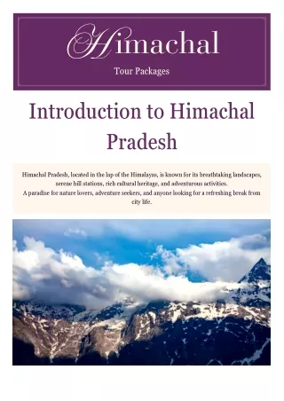 Himachal Tour Packages