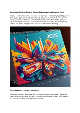 A Complete Guide to Crafting Custom Calendars with a Personal Touch