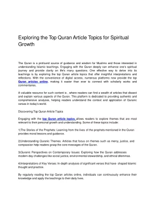Exploring the Top Quran Article Topics for Spiritual Growth.docx