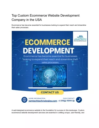 top custom ecommerce website development company