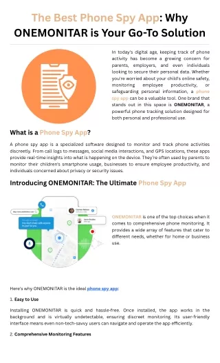 the best phone spy app why onemonitar is your