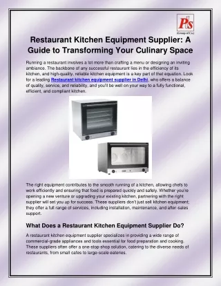 Restaurant kitchen equipment supplier in Delhi