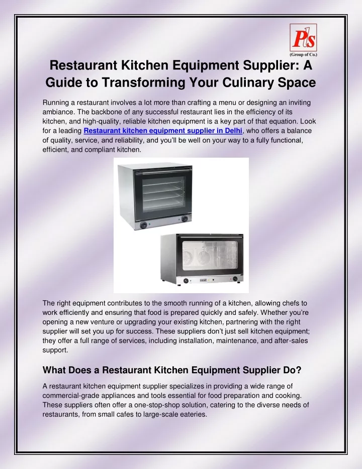 restaurant kitchen equipment supplier a guide